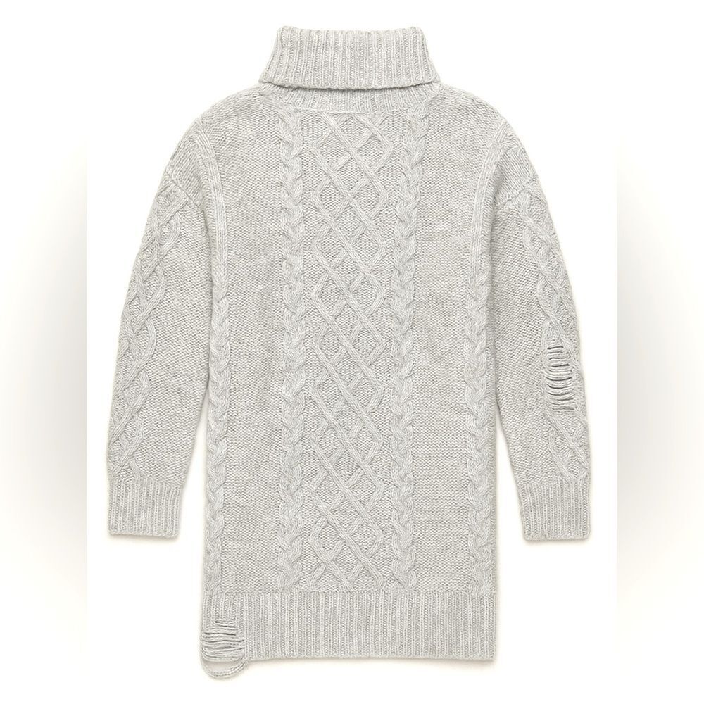 Forever21 Knit Distressed Turtleneck Womens Sweater Dress Sweater M Oatmeal 0017 - Picture 3 of 12